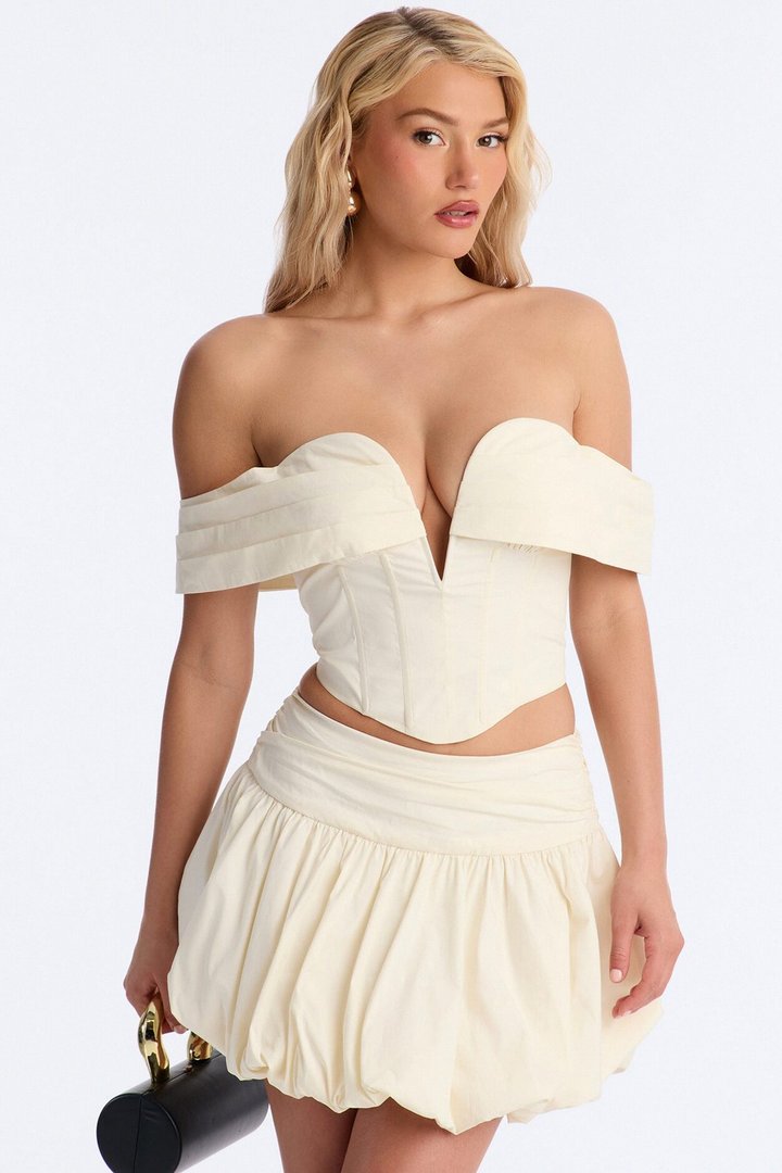 Lori Cutie Poplin Corset Top - Off White