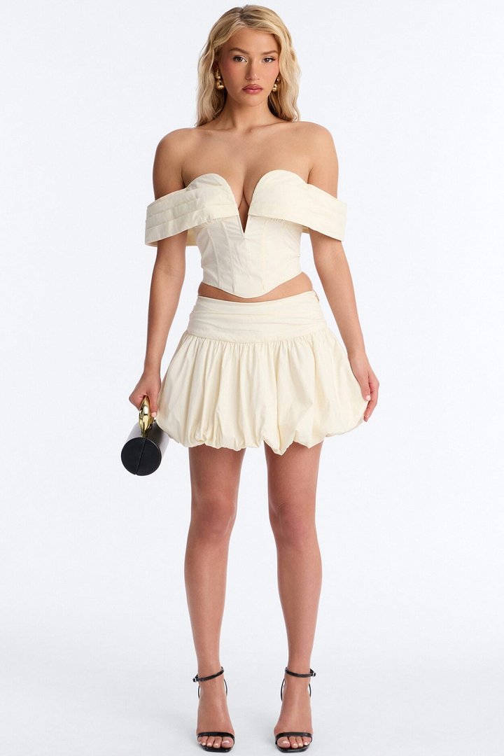 Lori Cutie Poplin Micro Mini Skirt - Off White