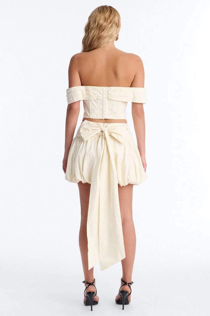 Lori Cutie Poplin Micro Mini Skirt - Off White
