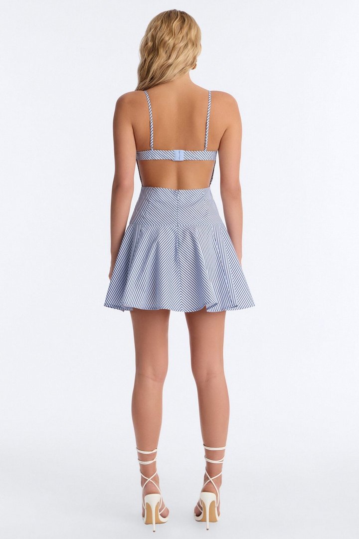 Sasha Striped Poplin Mini Dress - Blue/combo