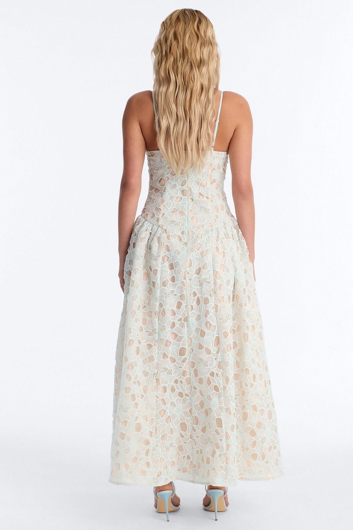 Lace Meadow Midi Dress - Light Blue
