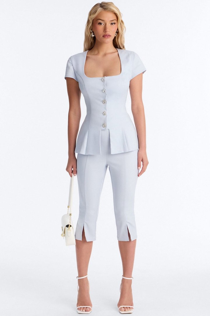 Claire Capri Pant Set - Light Blue