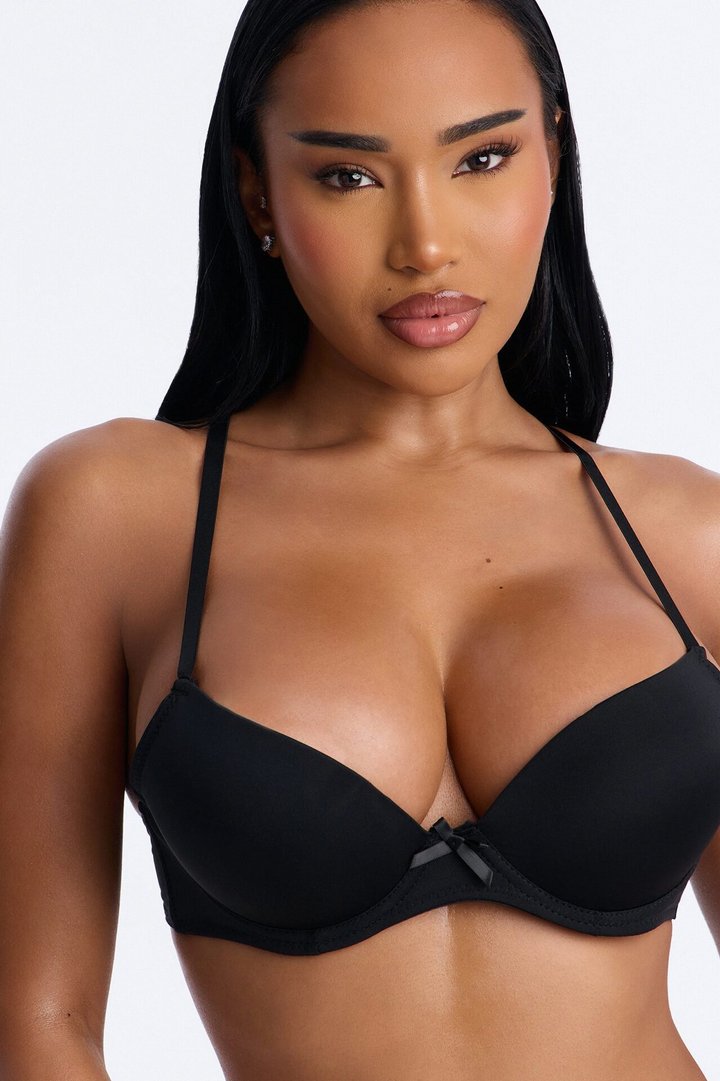 Just Once Underwire Mega Push Up Bra - Black