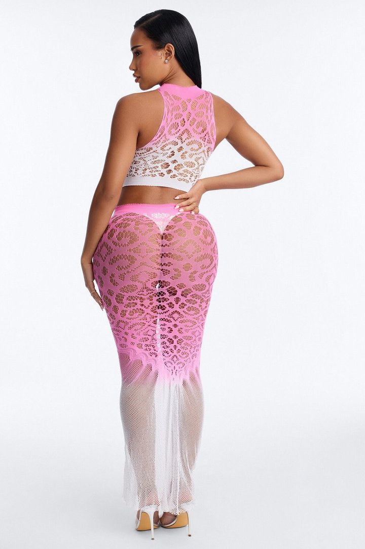 Sweet Bliss Ombre 2 Piece Matching Bodystocking Set - Pink/combo