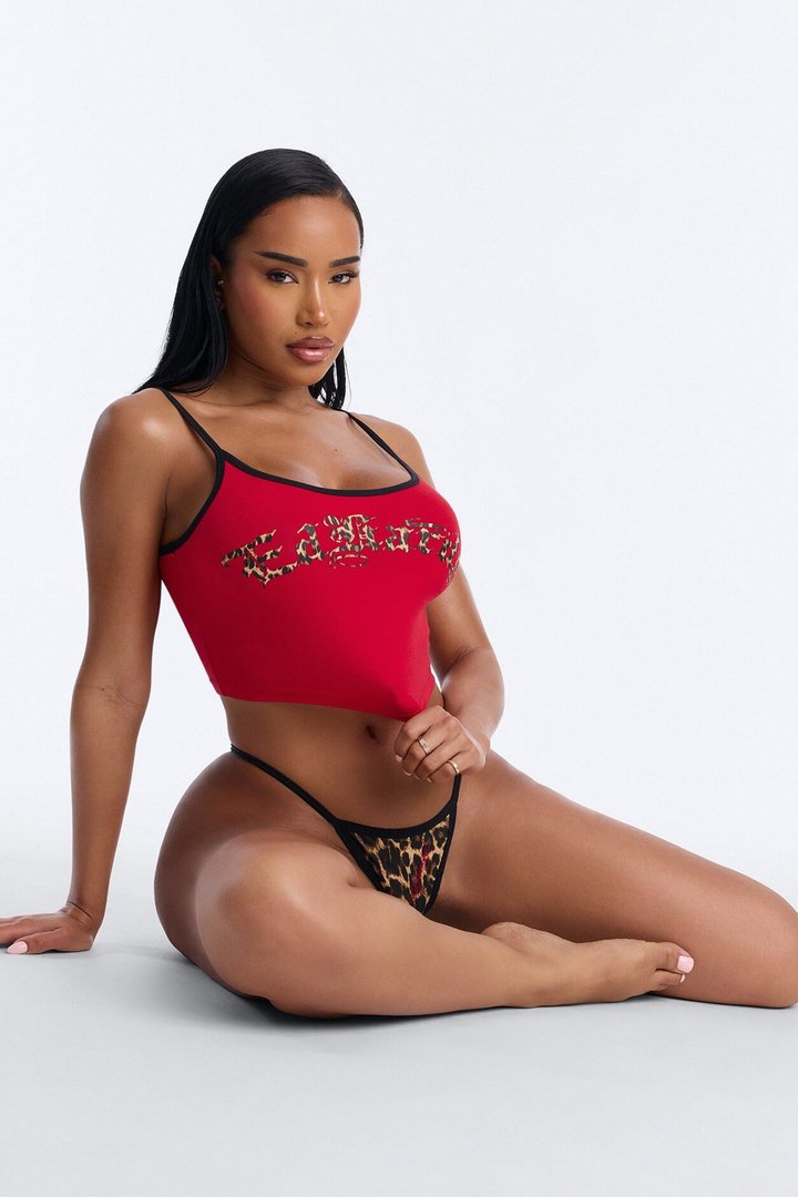 Ed Hardy Wild Thing PJ Bralette And Panty Set - Red/combo