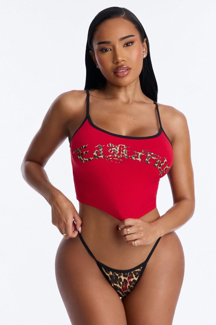 Ed Hardy Wild Thing PJ Bralette And Panty Set - Red/combo