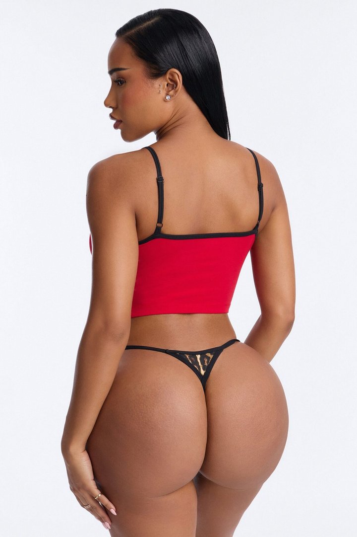 Ed Hardy Wild Thing PJ Bralette And Panty Set - Red/combo