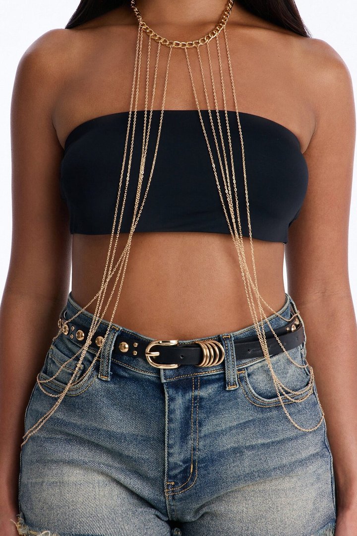Double Crossing Hardware Body Chain - Gold