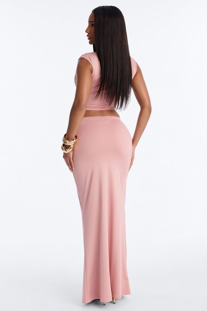 Romance Me Hardware Maxi Skirt Set - Mauve