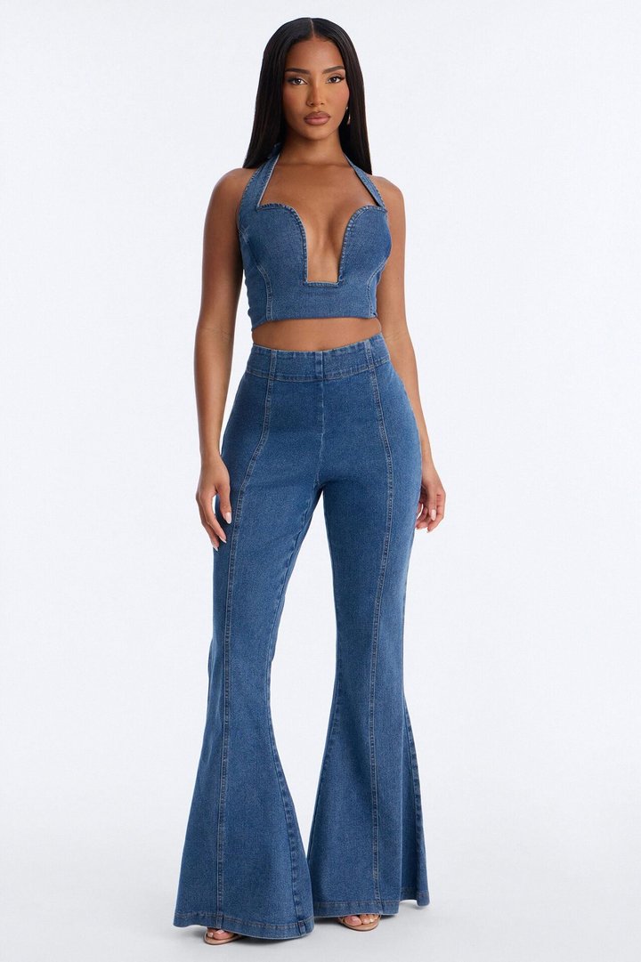 Erin Halter Denim Pant Set - Medium Wash