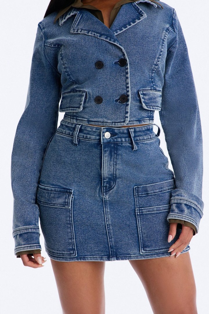Denim Directive Skirt Set - Medium Wash