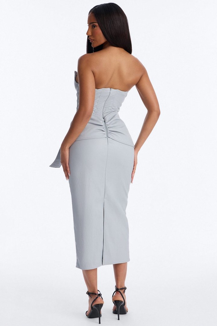 Siren Faux Leather Midi Dress - Light Blue