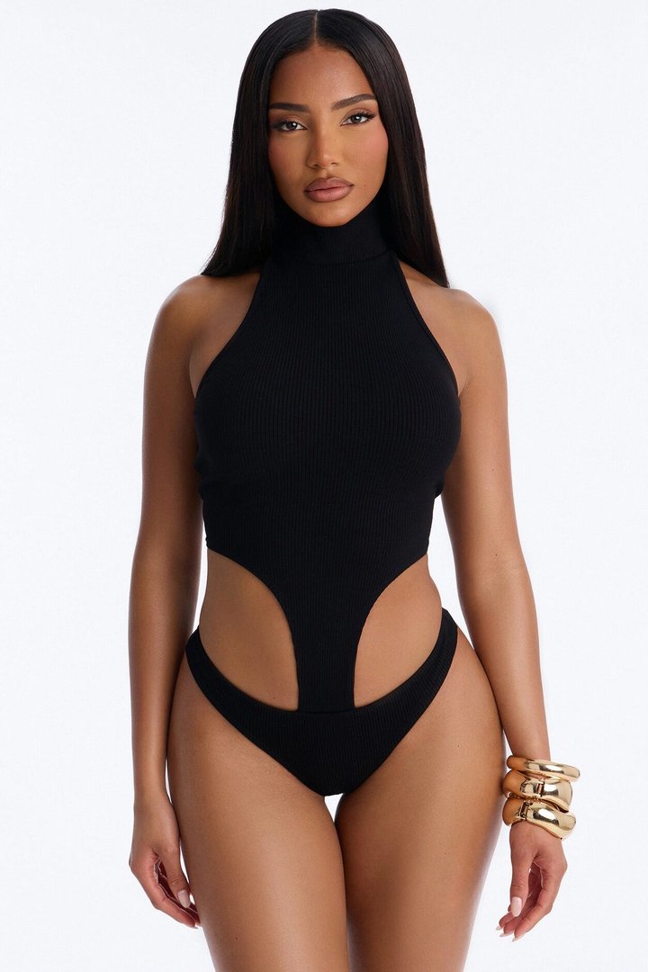 Shayla Snatched High Neck Maxi Skirt Set - Black