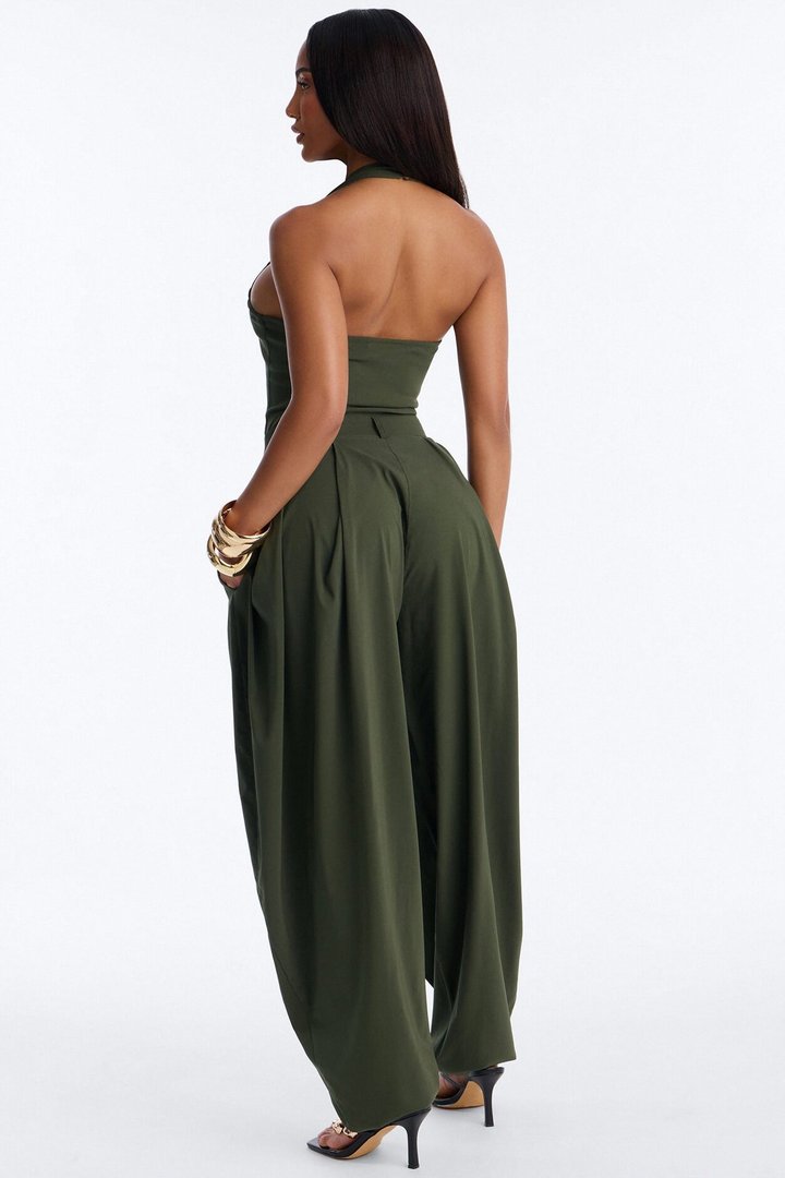 Alyssia Balloon Leg Jumpsuit - Olive