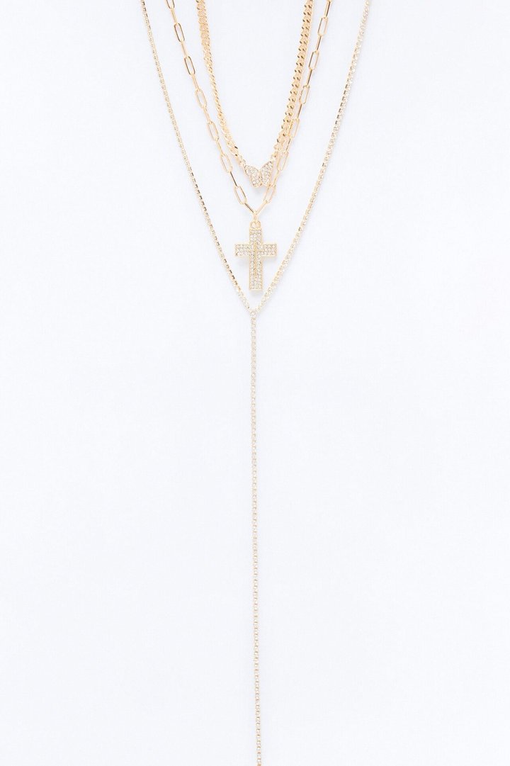 Angelic Wings Lariat Necklace - Gold