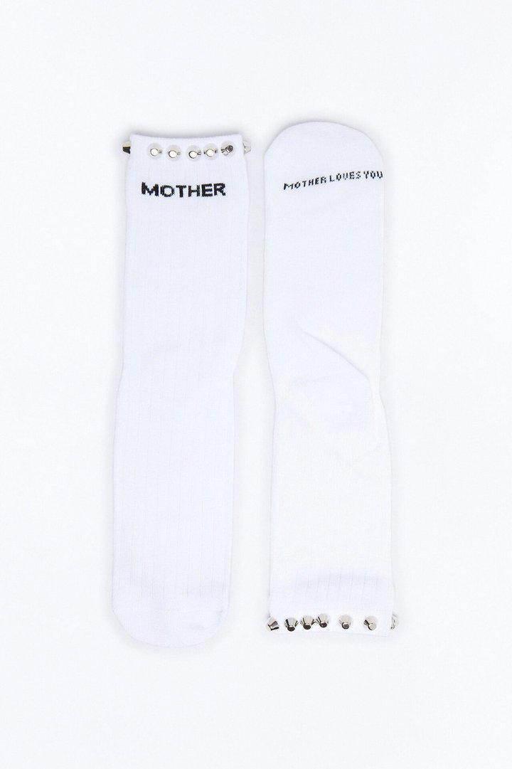 Mother Fucker Crew Socks - White/Black