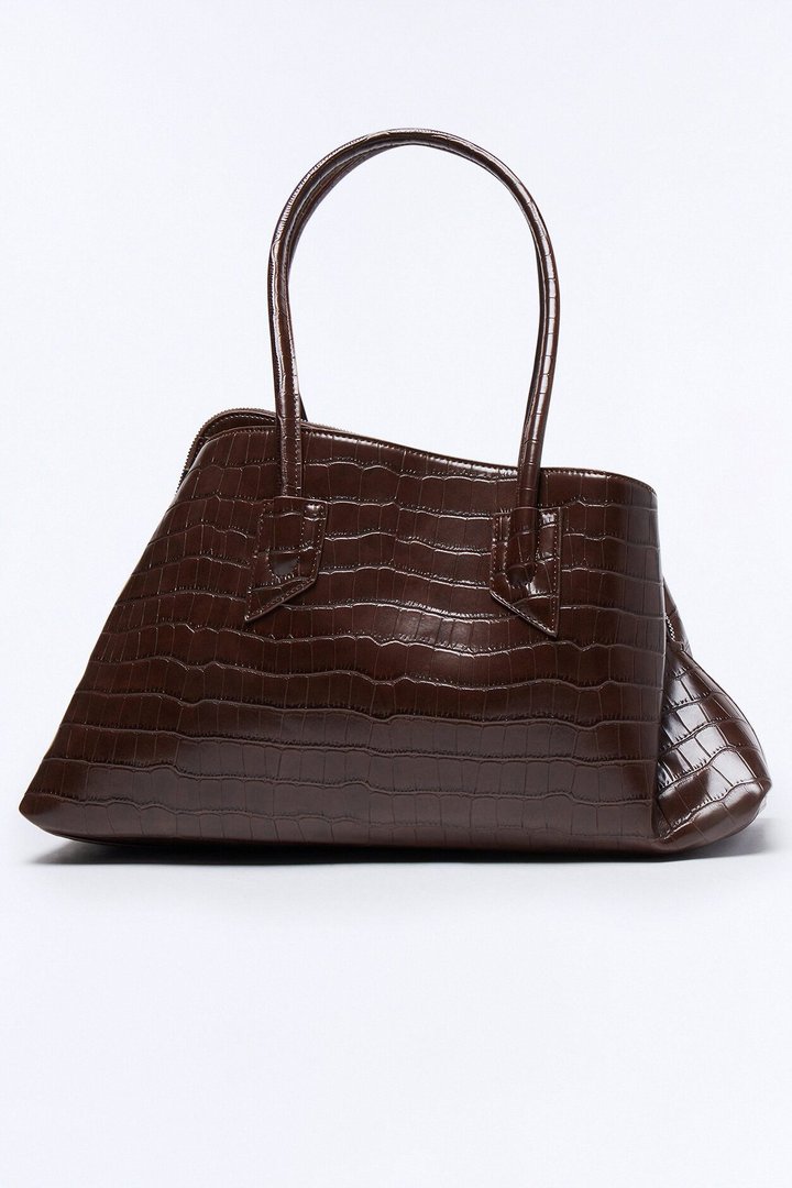 On The Good Side Faux Leather Tote Bag - Brown