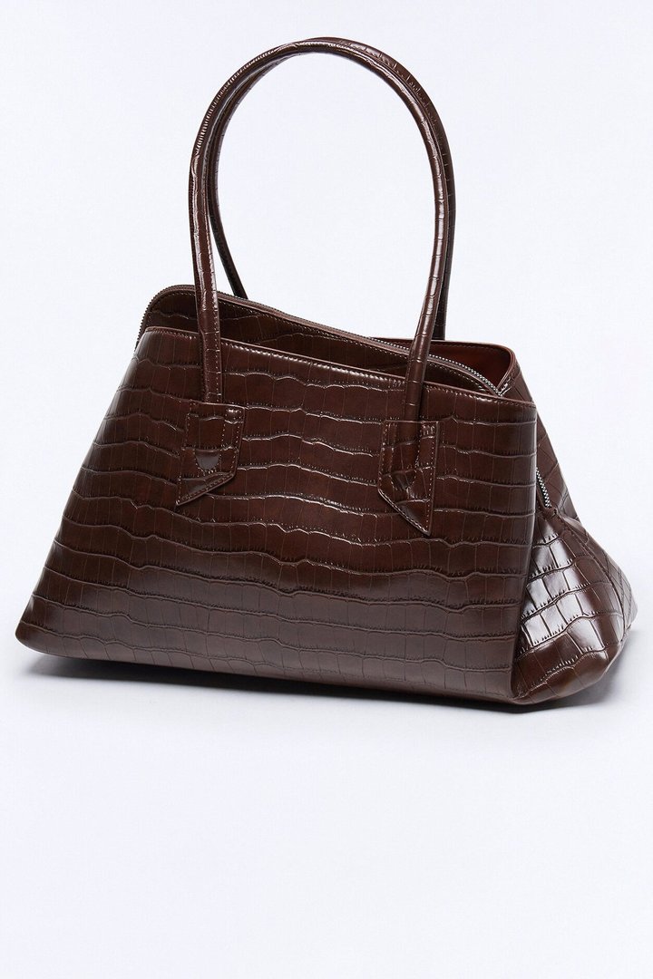 On The Good Side Faux Leather Tote Bag - Brown