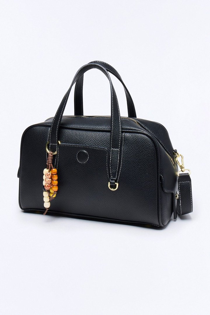 New Must Faux Leather Satchel Bag - Black
