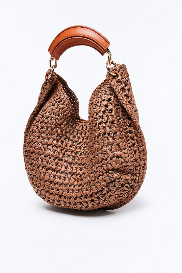 Officially Summer Straw Shoulder Handbag - Brown