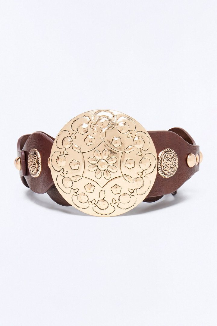Weathered Range Faux Leather Belt - Brown/combo