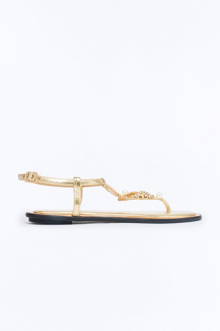 Shann Hardware Ankle Strap Sandals - Gold