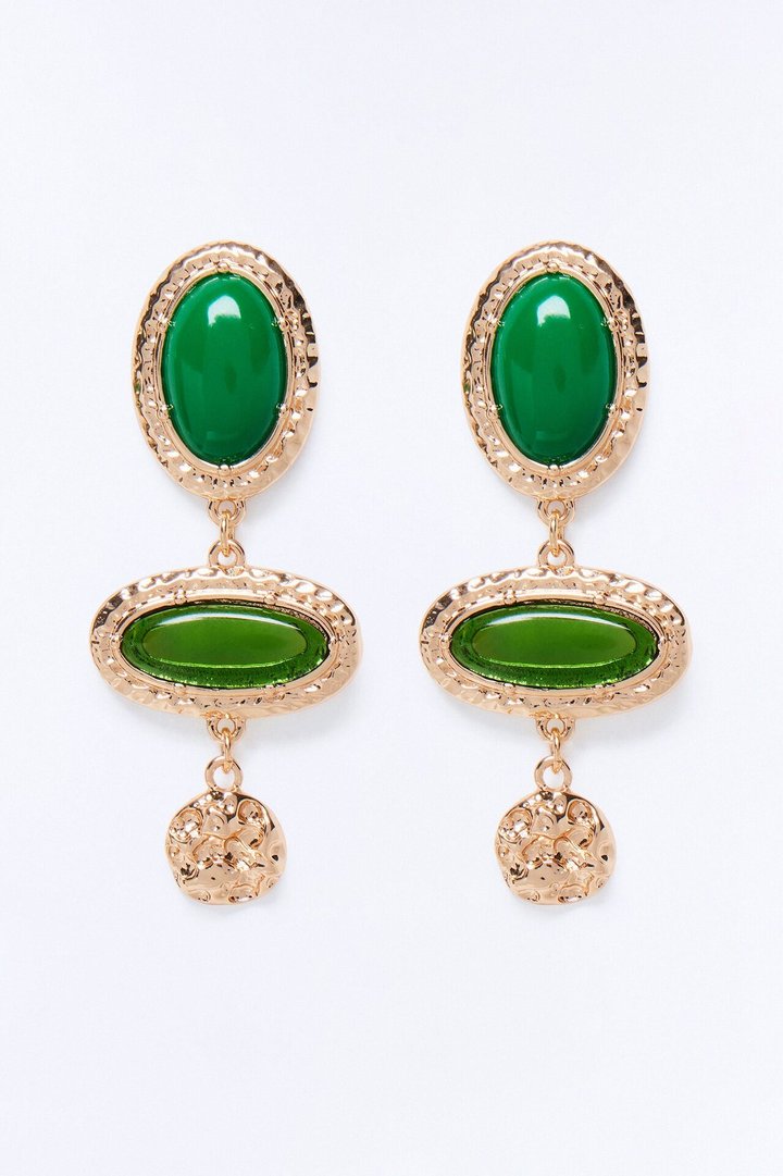 Paradise Drops Earrings - Gold/Green