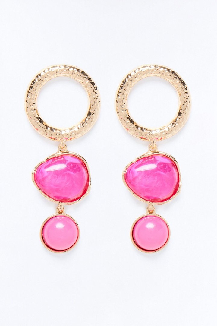 Sea Breeze Jeweled Drop Earrings - Gold/Pink