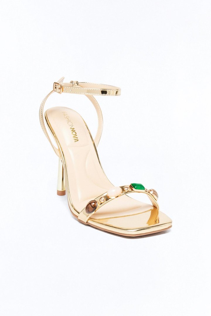 Lima Stone Ankle Strap Heels - Gold