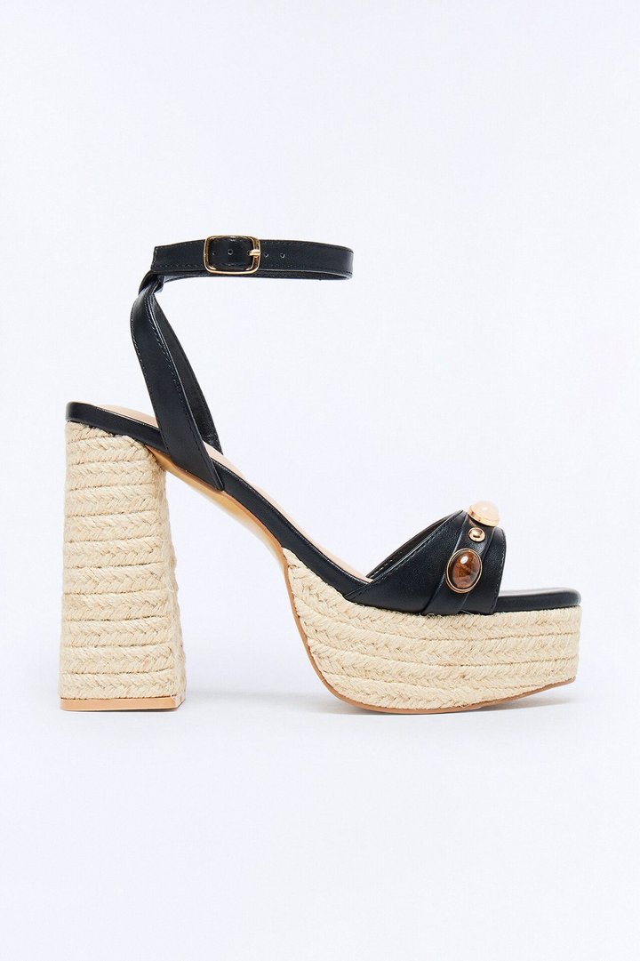 Ashia Jute Platform Heels - Black