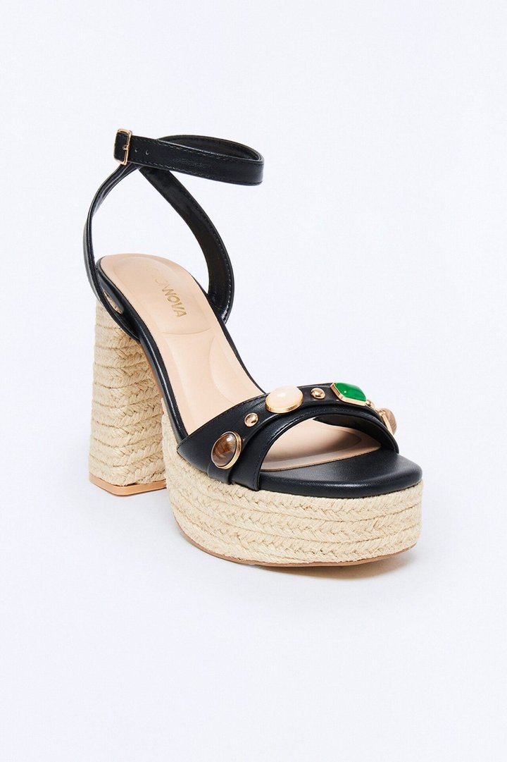 Ashia Jute Platform Heels - Black