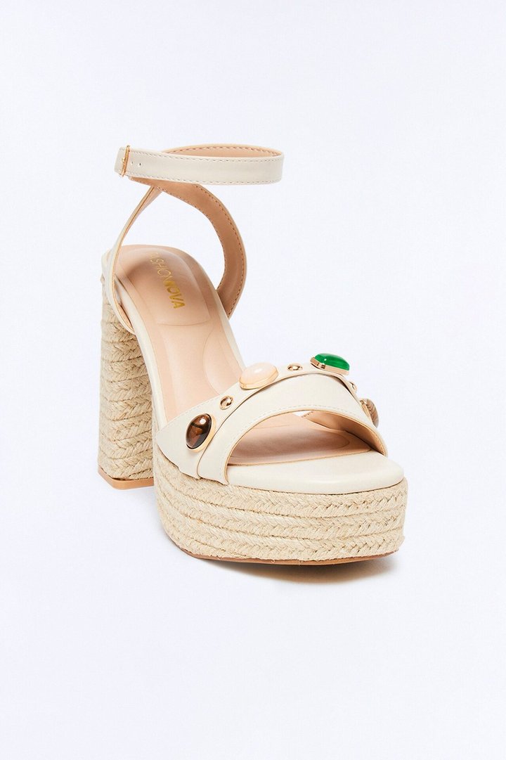 Ashia Jute Platform Heels - Cream