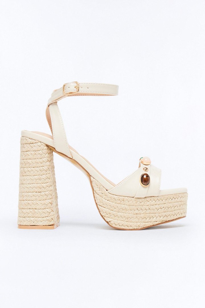 Ashia Jute Platform Heels - Cream