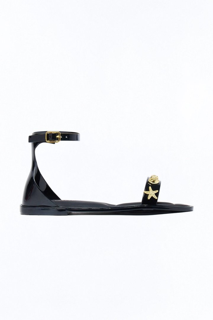 Sake Hardware Jelly Ankle Strap Sandals - Black