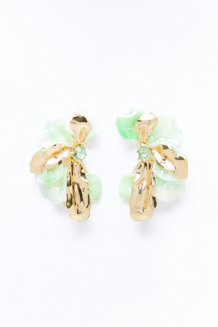Sunlit Blossom Earrings - Gold/Green
