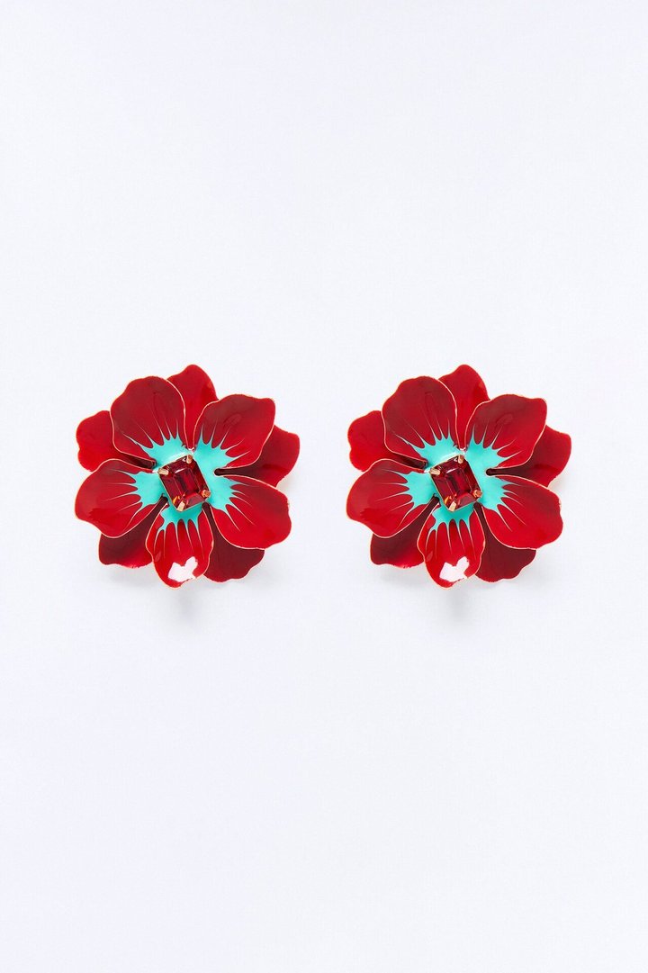 Ruby Rose Bloom Earrings - Red/combo