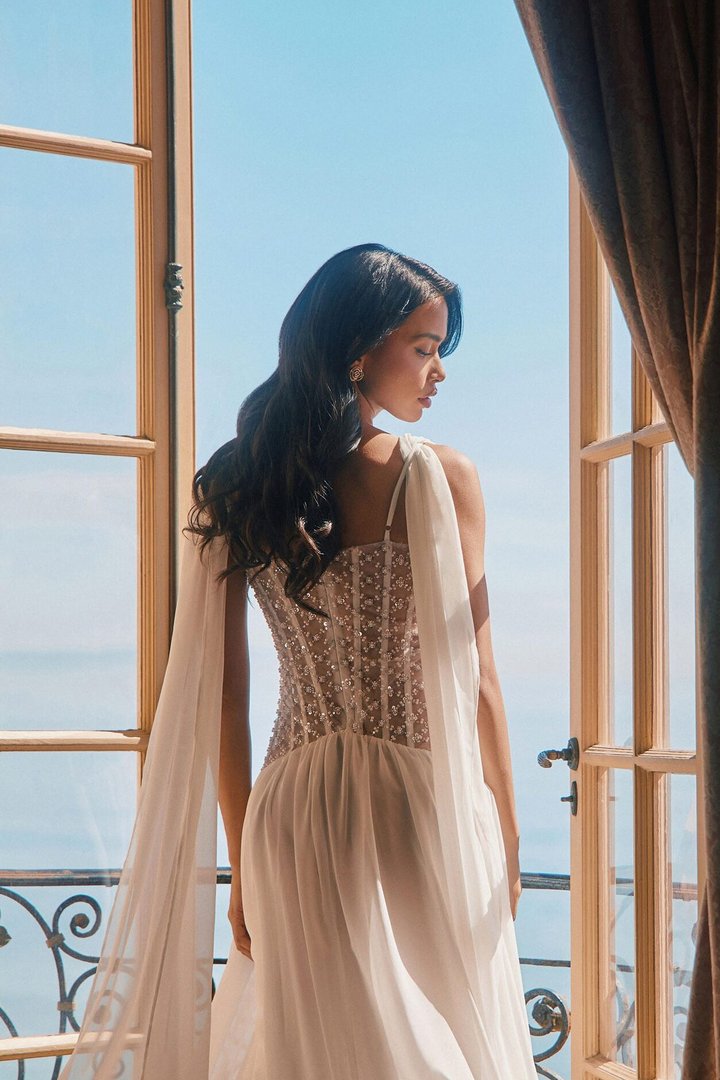Radiant Aura Embellished Corset Maxi Dress - White