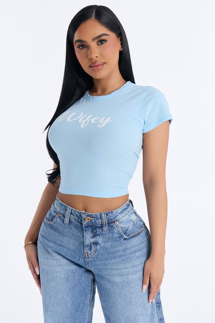 Wifey Baby Tee - Light Blue