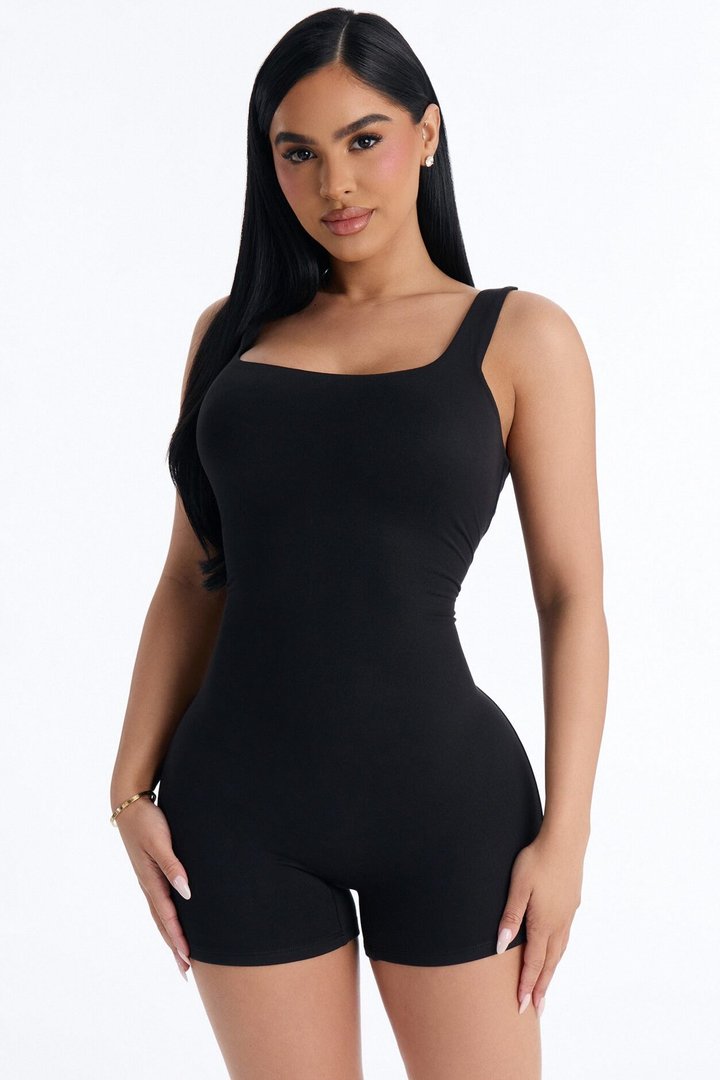 Full Form Double layer Romper - Black