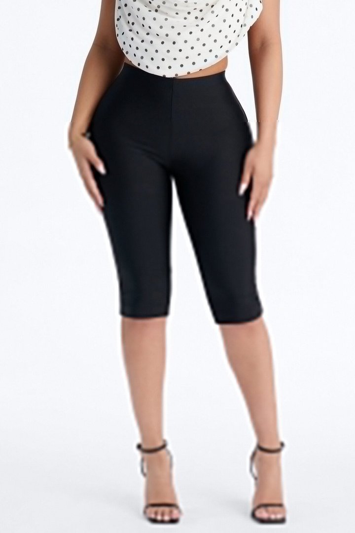 Tricot Low Rise Clean Waistband Pedal Pusher - Black