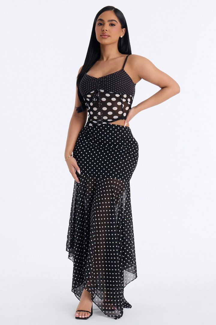 Josie Polka Dot Cami Top - Black/White