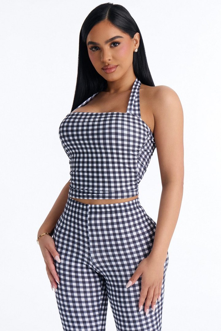 Annie Gingham Capri Set - Black/White