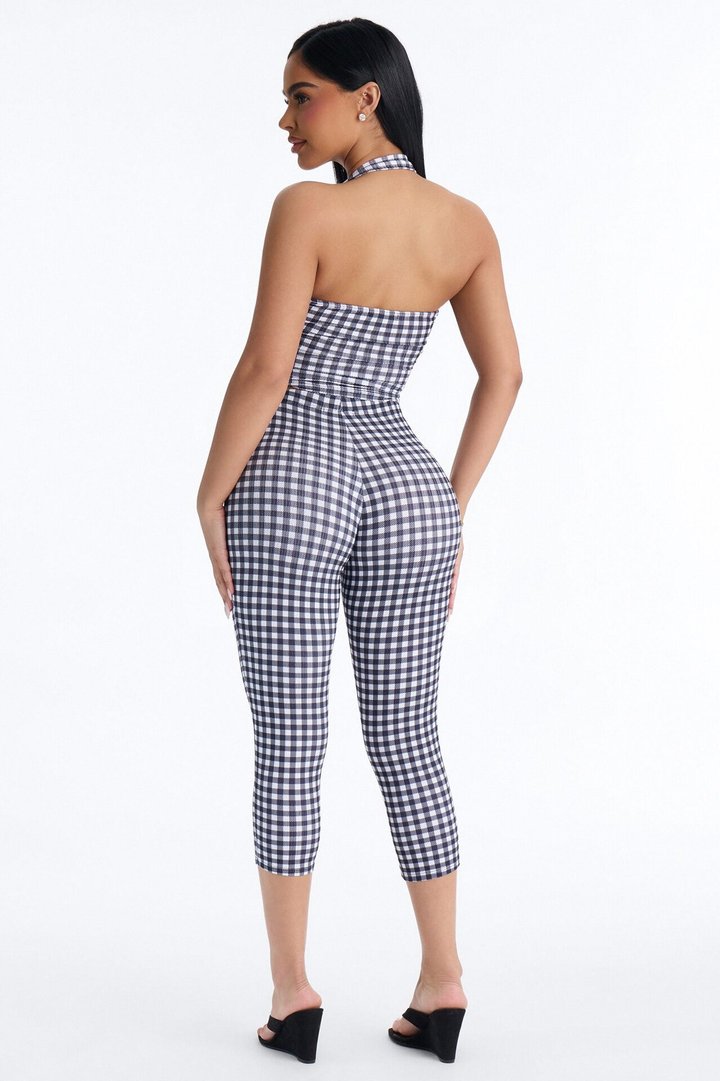 Annie Gingham Capri Set - Black/White