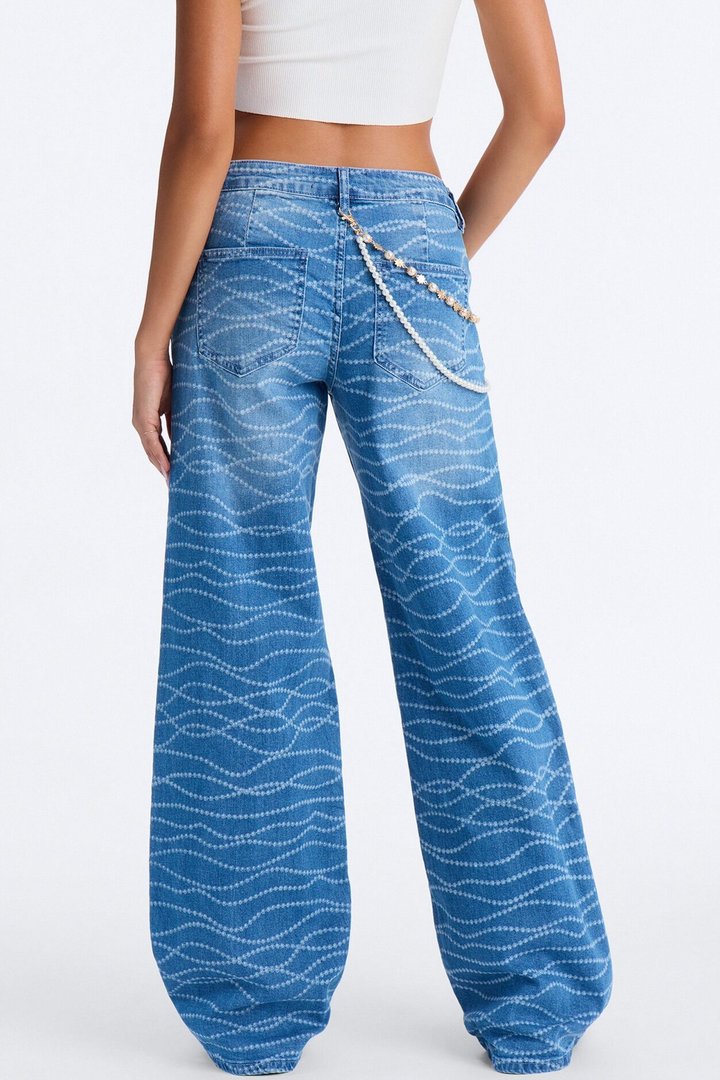 Wish Upon A Pearl Charm Straight Leg Jeans - Medium Wash