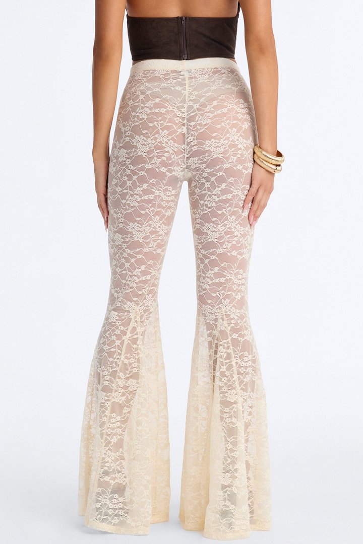 Emmalyn Lace Flare Pant - Cream