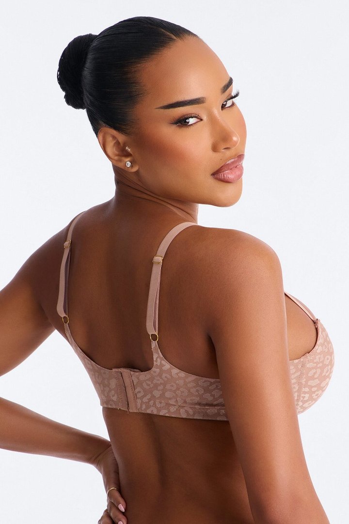 Wild Catch Underwire Leopard Molded Cup Bra - Mocha