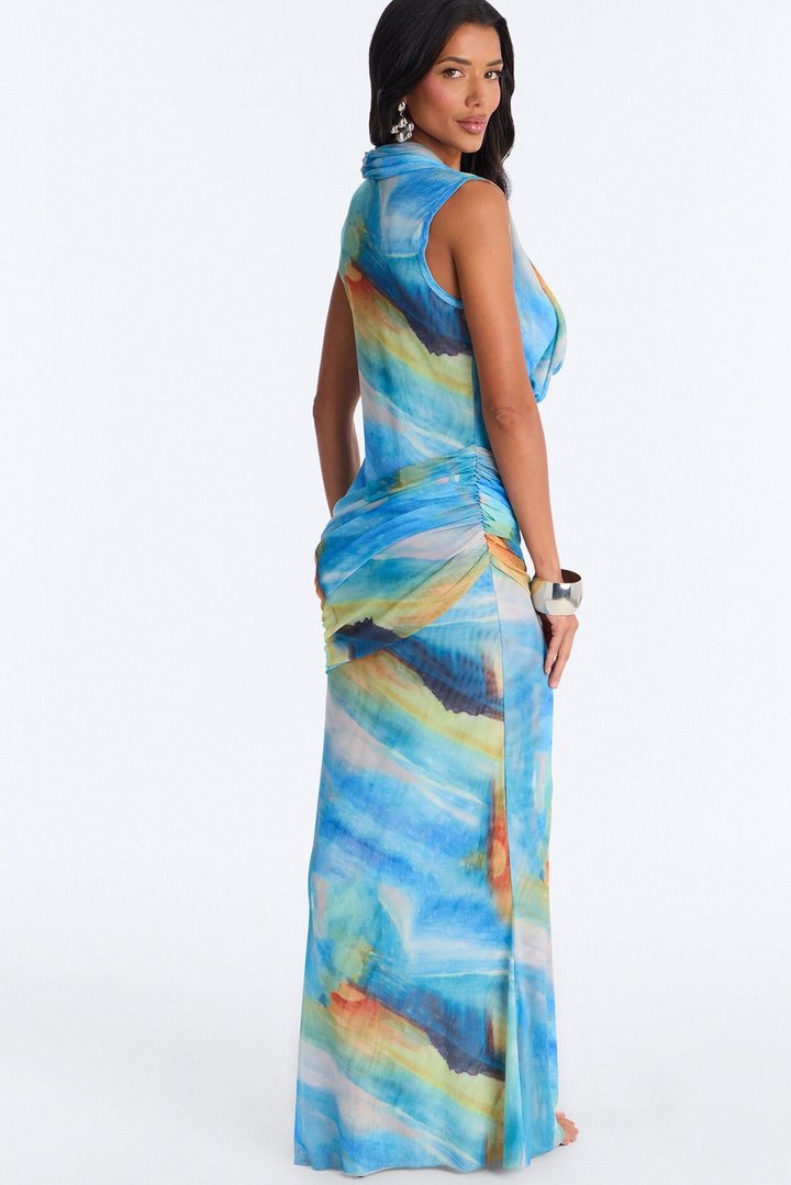 Blue Waters Mesh Maxi Dress - Blue/combo