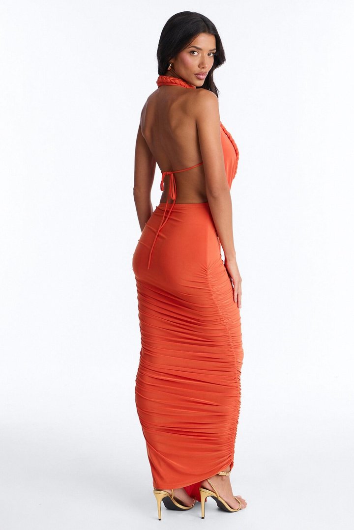 Miami Nights Braided Draped Maxi Dress - Terracotta