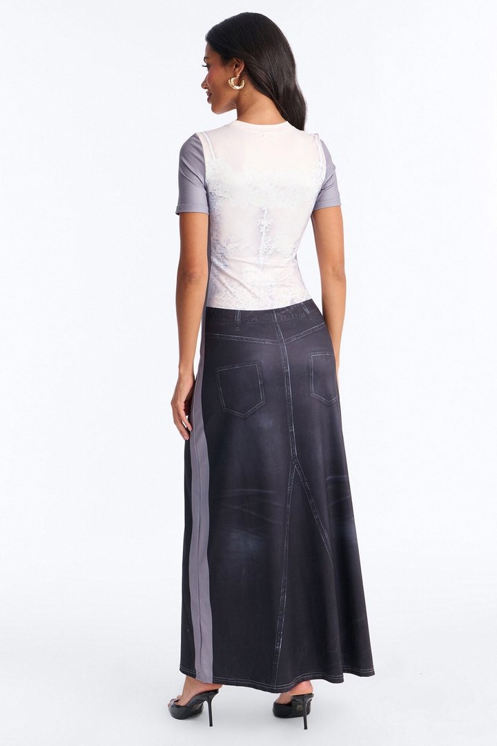 Armada Printed T Shirt Maxi Dress - Grey/combo