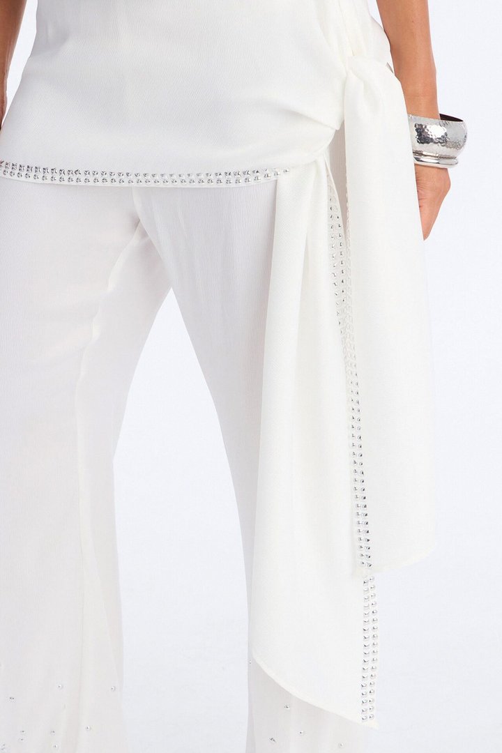 Rey Studded Wrap Pant Set - White